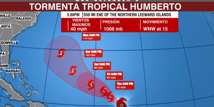 Se forma la tormenta tropical Humberto en el Atlántico