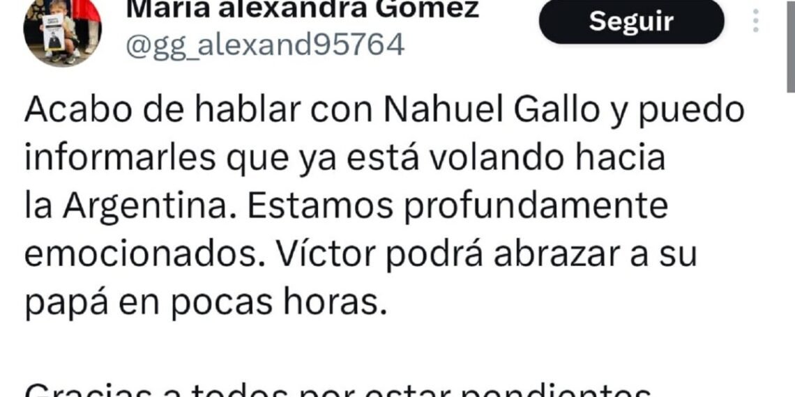 Liberaron al gendarme argentino Nahuel Gallo