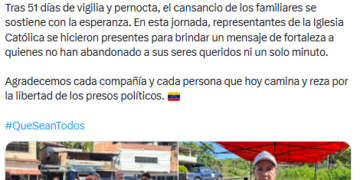 Clippve comenzó una “Peregrinación por la libertad” para llevar fortaleza a familiares de presos políticos